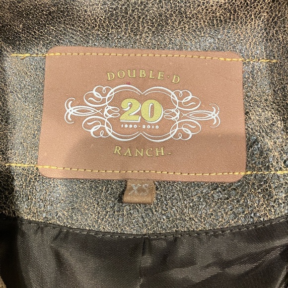 Double D Ranch Brown and Red Leather Jacket with Fringe - Picture 4 of 9